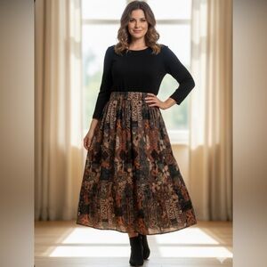 Suzannie Retro Boho Midi Dress – Size L